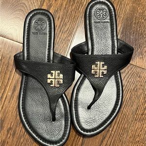 Tory Burch Jolie black leather thong sandals